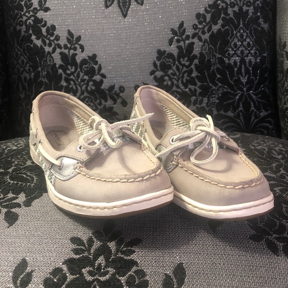 Sperry Top Sider Size 6 Leather Metallic Silver Loafer Boat Shoes - Picture 2 of 5